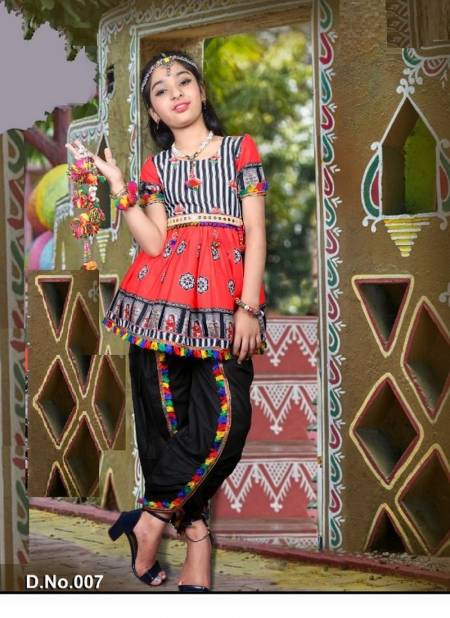 Red And Black RAMZAT Children navaratree special Exclusive Feative Wear Poli Rayon Digital Print Dhoti Kedia Collection RAMZAT 007